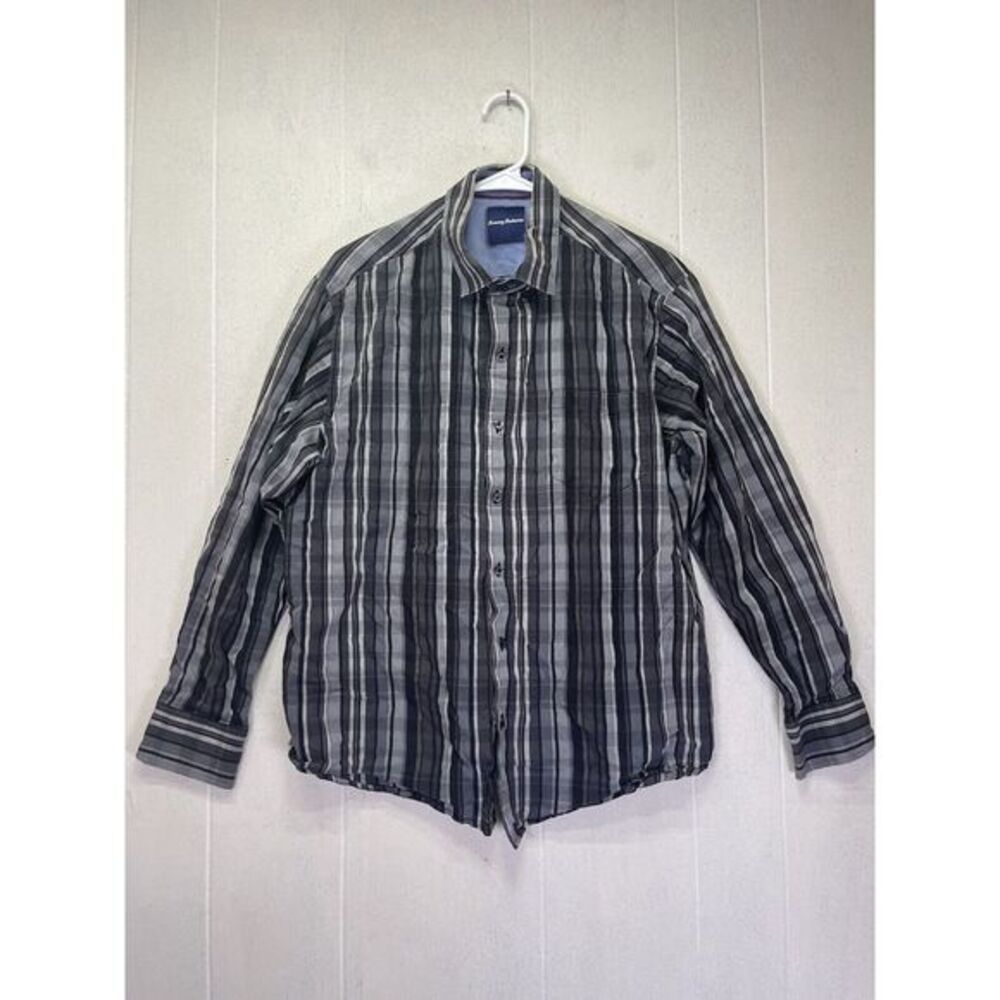 Tommy Bahama Shirt Men XL Gray Western Classiccore Corpcore CareerWear Silk Blen